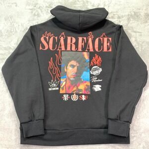 Scarface Graphic Hoodie Black Flames Tony Montana World Is Yours Size Large